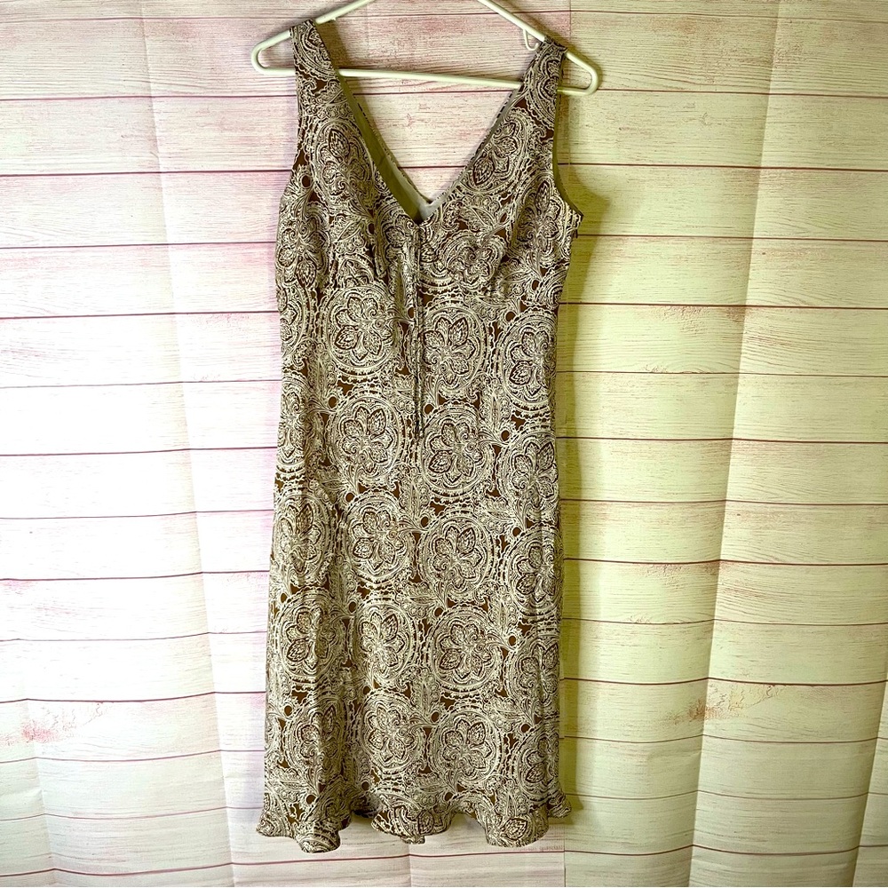 Kathie Lee Collection Sleeveless Paisley Print Tie Slip Dress Size 12